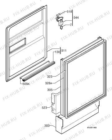 Взрыв-схема посудомоечной машины Rex Electrolux RTI720AP - Схема узла Door 003